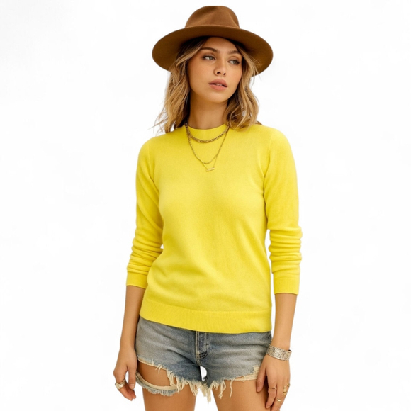 J. Crew Merino Wool Citrus Yellow Tippi Sweater S Lightweight Cozy Layer NWT - Picture 1 of 12